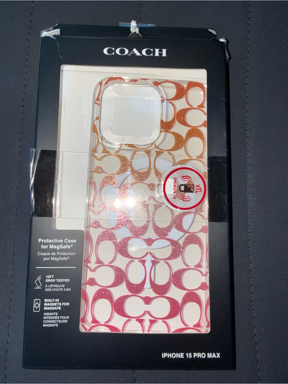 COACH Signature MagSafe Case in Pink and Orange for iPhone 15 Pro Max